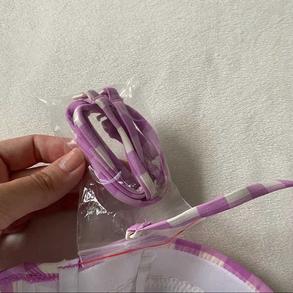 NWT J. Crew Purple & White Gingham Underwire Bikini Top 34A - Picture 6 of 6